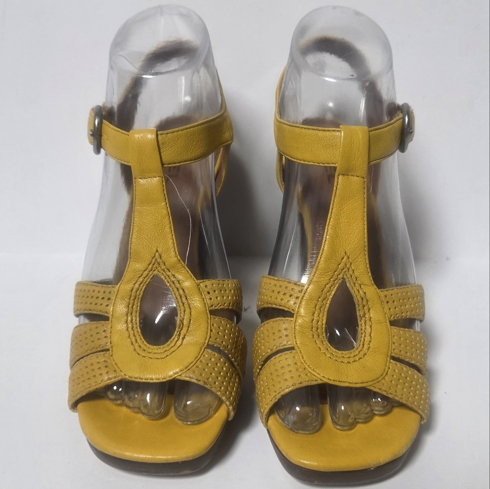 Yellow Leather High Heel Sandals From Biviel Strappy Sandals Women's Size 7